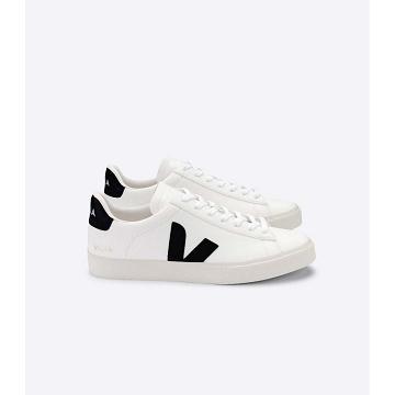 Low Tops Sneakers Dama Veja CAMPO CHROMEFREE White/Black | RO 592LIS